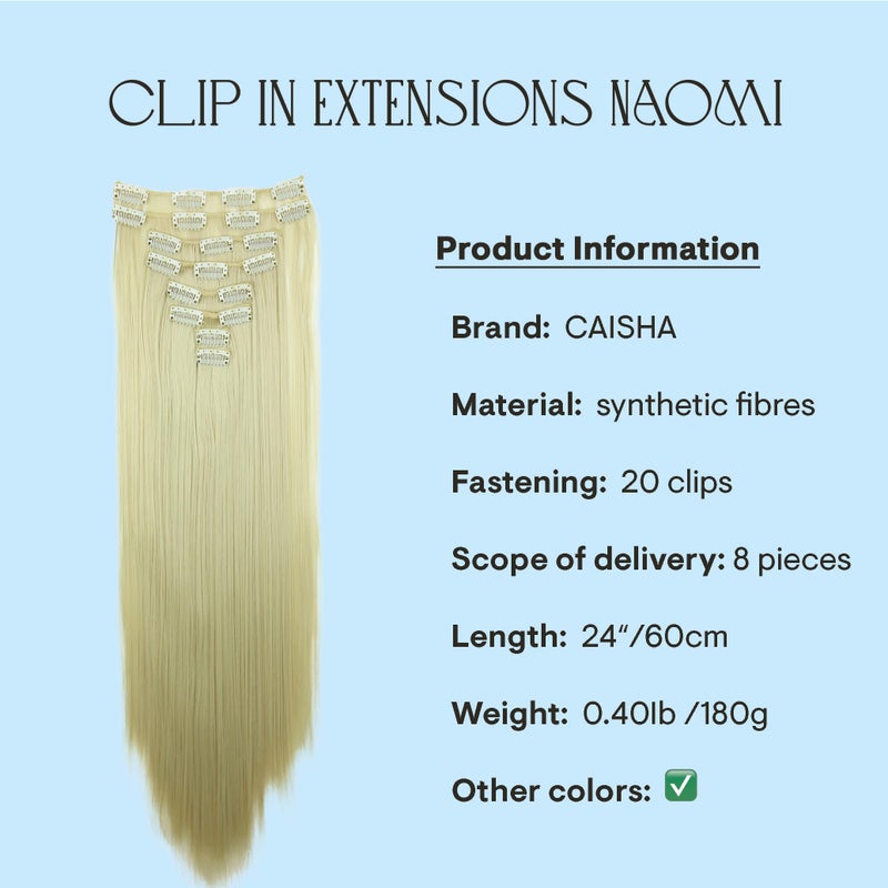 CAISHA XXL 24" 8 Pieces Set Clip In Extensions Hair Extension Hairpiece Straight Light Blond CES8 - Image 2